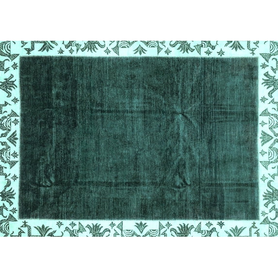 Ahgly Company Indoor Rectangle Abstract Light Blue Modern Area Rugs, 3' x 5'