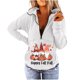 thumbnail image 1 of Sudadera con cuello en V para mujer, bonita sudadera recortada con cremallera para entrenamiento, Tops de Acción de Gracias para mujer Pompotops FGAJ19701, 1 of 5