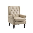thumbnail image 3 of Button Tufted Wing Back Accent Chair PU Leather Thick Upholstered Armchair with Rivet Trim and Rubber Wood Legs, Single Sofa Chair Reading Chair for Living Room Bedroom Office, Camel PU, 3 of 7