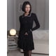thumbnail image 1 of TARUXY-Vestidos largos con volantes de cintura alta para mujer, vestido largo ajustado de punto para otoño e invierno, vestido Vintage para mujer, Retro elegante, 1 of 5