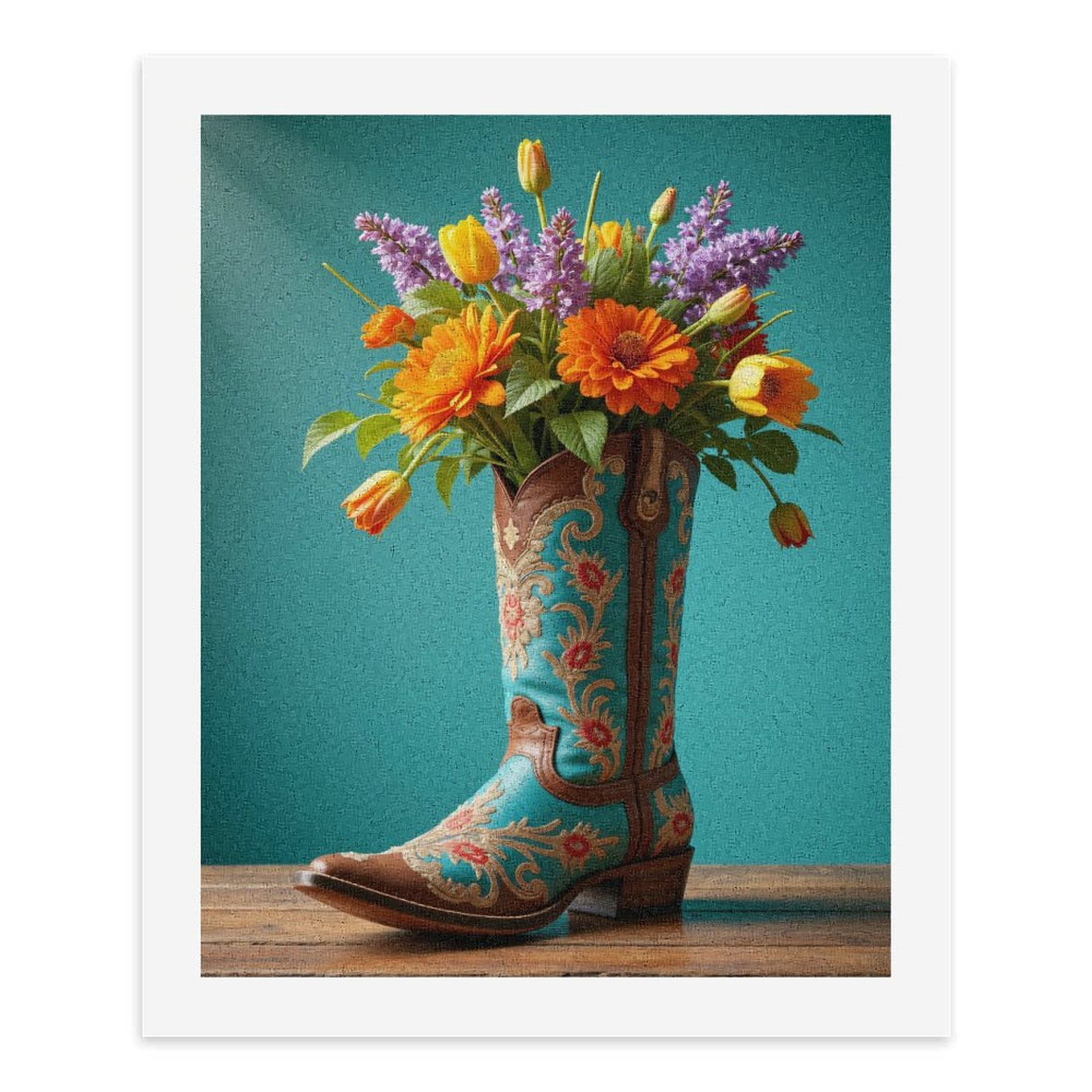 Paint by Numbers Kit for Adults, Colorful Floral Cowboy Boot Display Paint by Numbers, Easy Paint by Numbers Kit for Adults Beginner, DIY Adult Paint by Number Kits on Canvas, 12x16in Home Decor