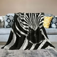 thumbnail image 2 of Creowell  Zebra Throw Blanket Black and White Zebra Seamless Pattern Print Decorative Soft Warm Cozy Flannel Plush Throws Blankets for Bedding Sofa Couch White, 2 of 6