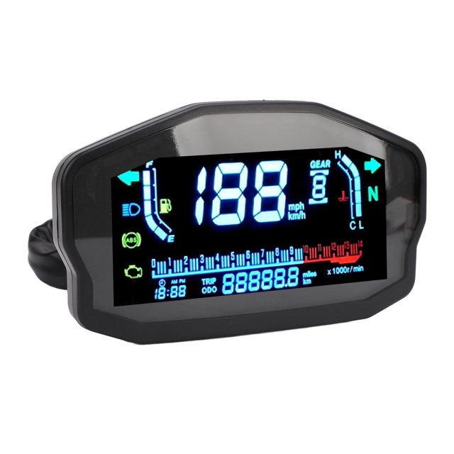 Motorcycle Digital Speedometer, Motorcycle Digital Dash Pannef DC8 à 12V Breeper Tachomètre Tachomètre RPM Remplacement de Suzuki 1 2 4 cylindres