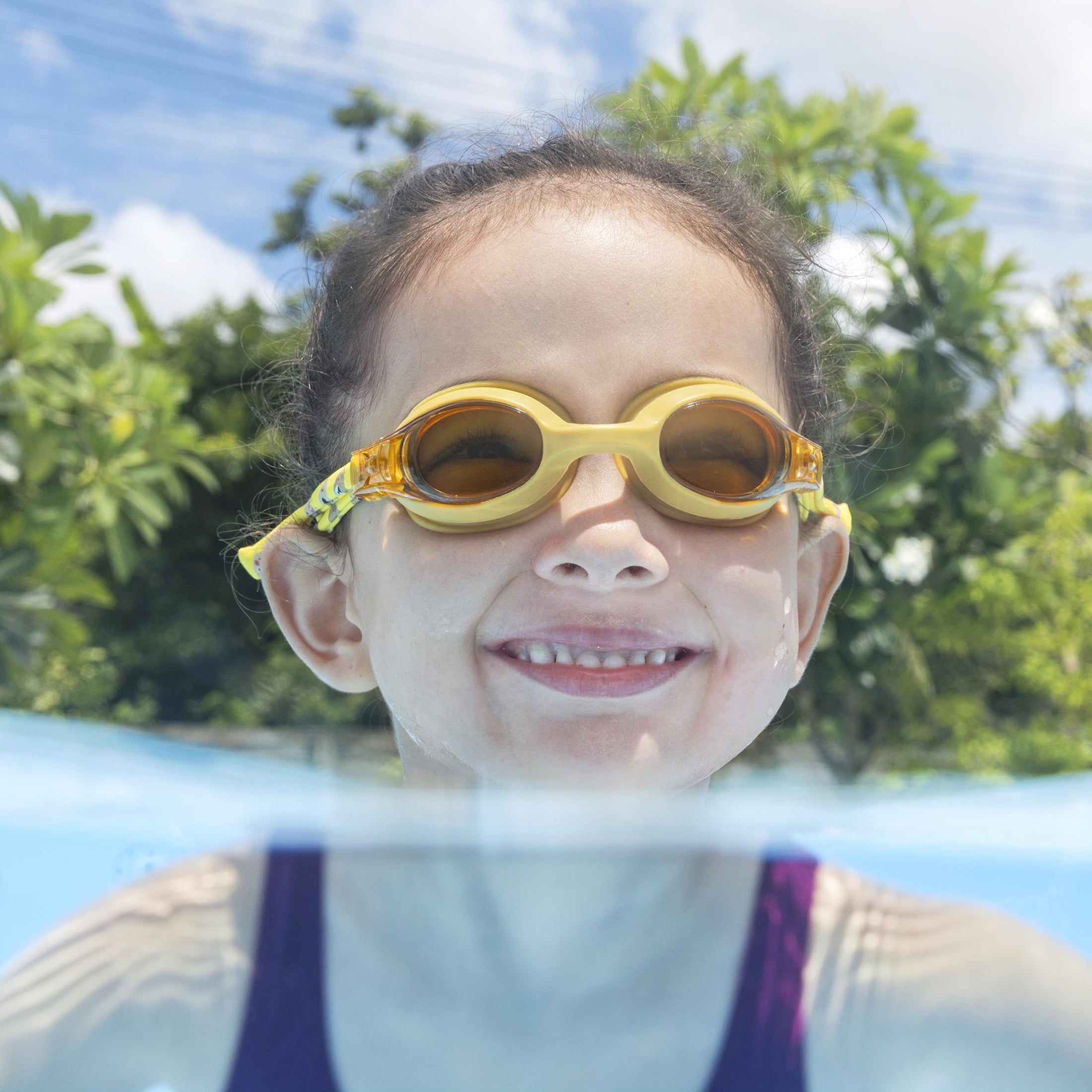(3 pack) Puddle Jumper Child Fabric Swim Goggles, Yellow, Non-Latex and Non-PVC, Kids Ages 3+