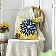 thumbnail image 6 of Sm:)e Navy Blue Yellow Waterproof Dahlia Floral Throw Pillow Covers 18x18 Inch Set of 2, Outdoor Farmhouse Decorative Square Cushion Cases for Patio, Living Room, Sofa, Bed, 6 of 8