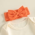 thumbnail image 5 of Cjfdfy Newborn Baby Girl Halloween Outfit Cutest Little Pumpkin Long Sleeve Waffle Knit Romper And Bow Bow Headband Infant Cute My First Halloween Fall Winter Outfit, 5 of 8