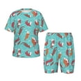 thumbnail image 1 of Wukai Ensemble de Pyjama Court à Manches Courtes et Imprimé Loutres de Mer pour Enfants, 2 Pcs-TG, 1 of 6