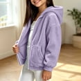 thumbnail image 4 of Mitankcoo Girls Zip‑Up Sherpa Hooded Jacket Soft Fuzzy Fleece Coat with Pockets Loose Warm Casual Outerwear for Fall Winter, 4 of 6
