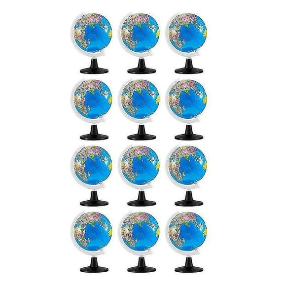 12 Pcs World Globe For Kids Learning Rotating World Map Globes Educational Globes With Stand 3.4 Inches