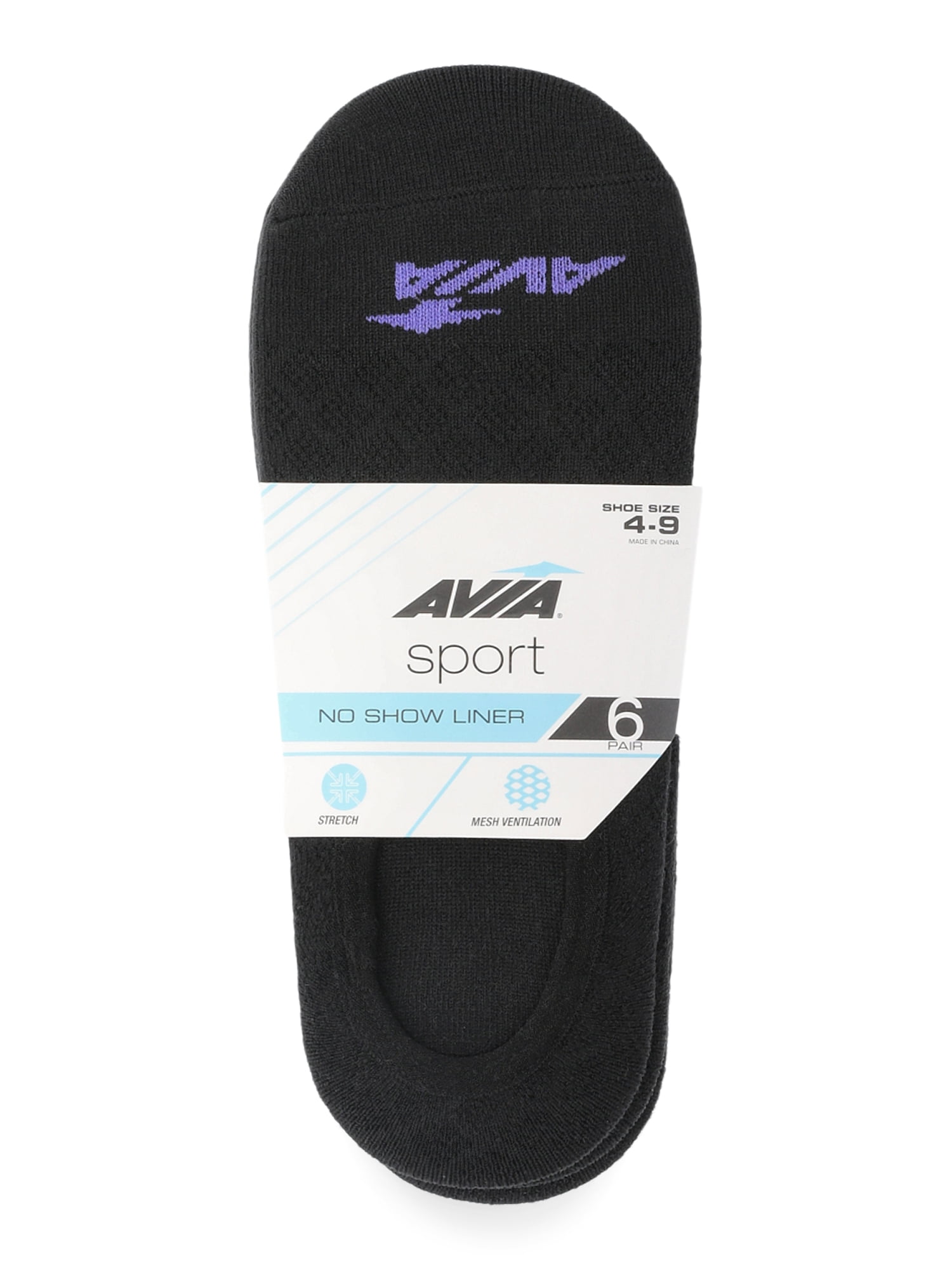 Avia Women's Micro Performance Sport No Show Liner Socks, 6-Pack