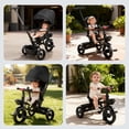 thumbnail image 5 of JoyStone 7 in 1 Foldable Tricycle Stroller for Toddler, Baby Tricycle with Adjustable Canopy, Parent Handle, Removable Pedals, Seat Belt and Storage Basket, Kids Bike for Ages 1-6 Boys & Girls, Black, 5 of 12