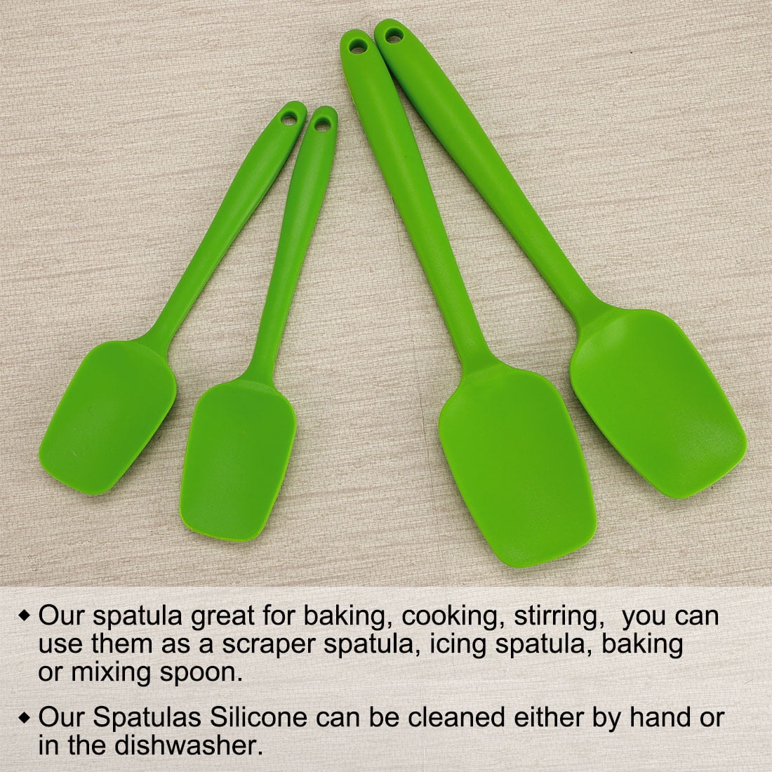 Unique Bargains Silicone Spatula Set of 4 Heat Resistant Non Stick Turner Green