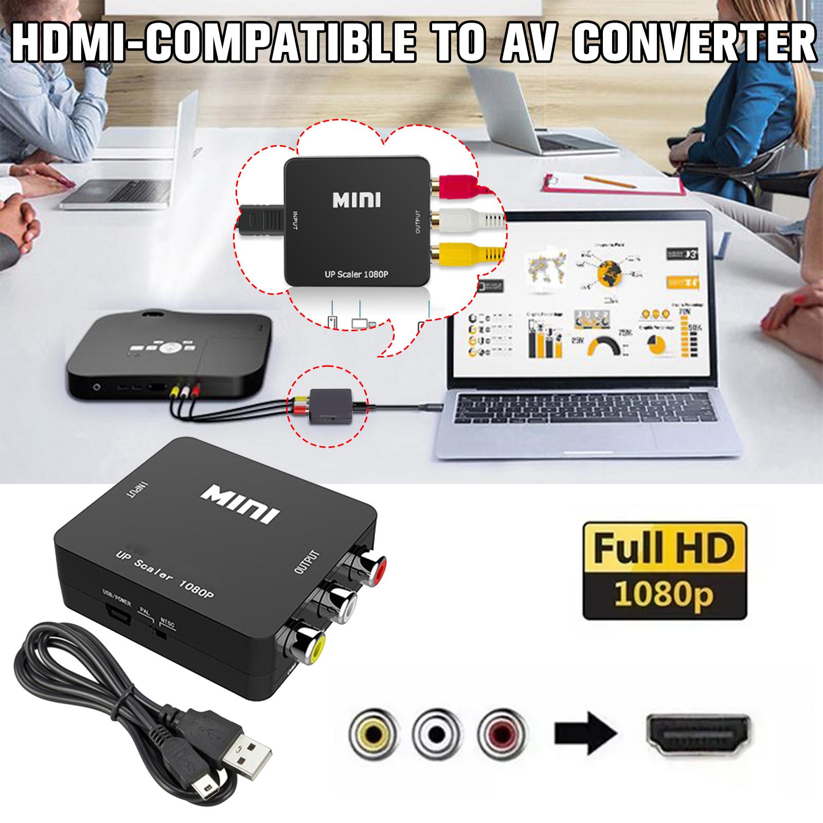 AV To HDMI-compatible Scaler Adapter HD Video Composite Converter RCA B8D9 - image 4 of 9