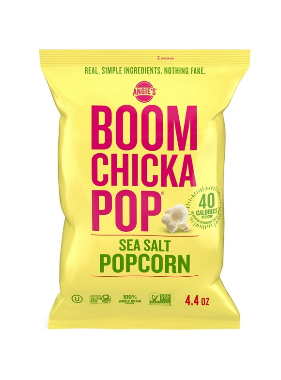 Angie's BOOMCHICKAPOP Sea Salt Popcorn, Pre-Popped Popcorn, 4.4 oz