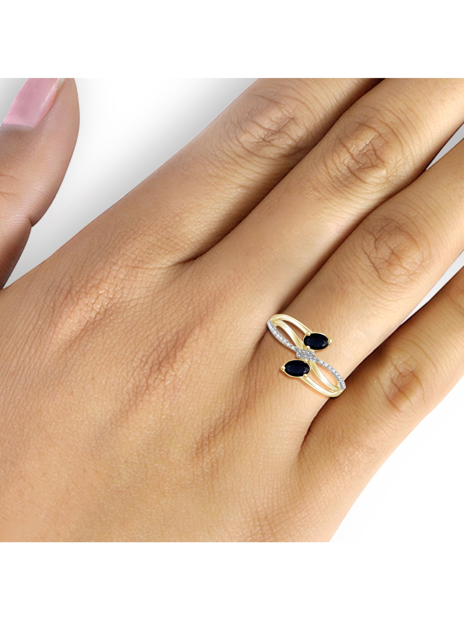 2 1/2 Carat T.G.W. Sapphire And White Diamond Accent 14k Gold Over Silver 3-Piece Jewelry set