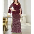 thumbnail image 4 of Womens Mermaid Plus Size V Neck Sequin Evening Dress Long Sleeves Mother of The Bride Gowns Royal Blue, 4 of 6