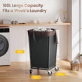 thumbnail image 3 of 160L Laundry Basket With Wheels 2section Rolling Laundry Basket Large Laundry Hamper With Wheels Rolling Laundry Hamper Clothes Hamper For Home Bathrooms And Dorm Black, 3 of 8