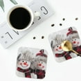 thumbnail image 5 of Balery 4 Pcs Christmas Snowman With Hatleather Coasters Set, Drink Table Cup Coasters For Living Room Kitchen Coffee Decor, 5 of 9