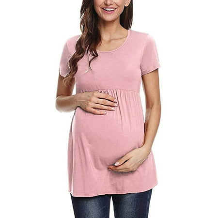 

Frontwalk Maternity Clothes Womens Casual Striped Tee Shirts Short Sleeve Pregnancy Pajamas Tops