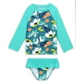 thumbnail image 1 of URMAIC Toddler Little Girls Long Sleeve Rash Guard with Bikini Bottoms Two Pieces Swimsuit, 1 of 1