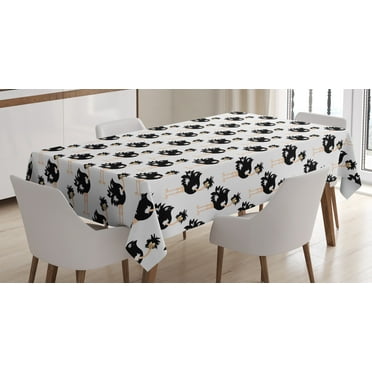 Ambesonne Ostrich Tablecloth Rectangular Table Cover, Wild Animal, 60"x90", Pale Peach White Black