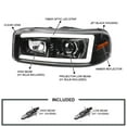 thumbnail image 3 of Spec-D Tuning Jet Black LED Light Tube Projector Headlight Compatible with 1999-2006 GMC Sierra Yukon XL 1500/2500/3500, Left + Right Pair Headlamps Assembly, 3 of 5