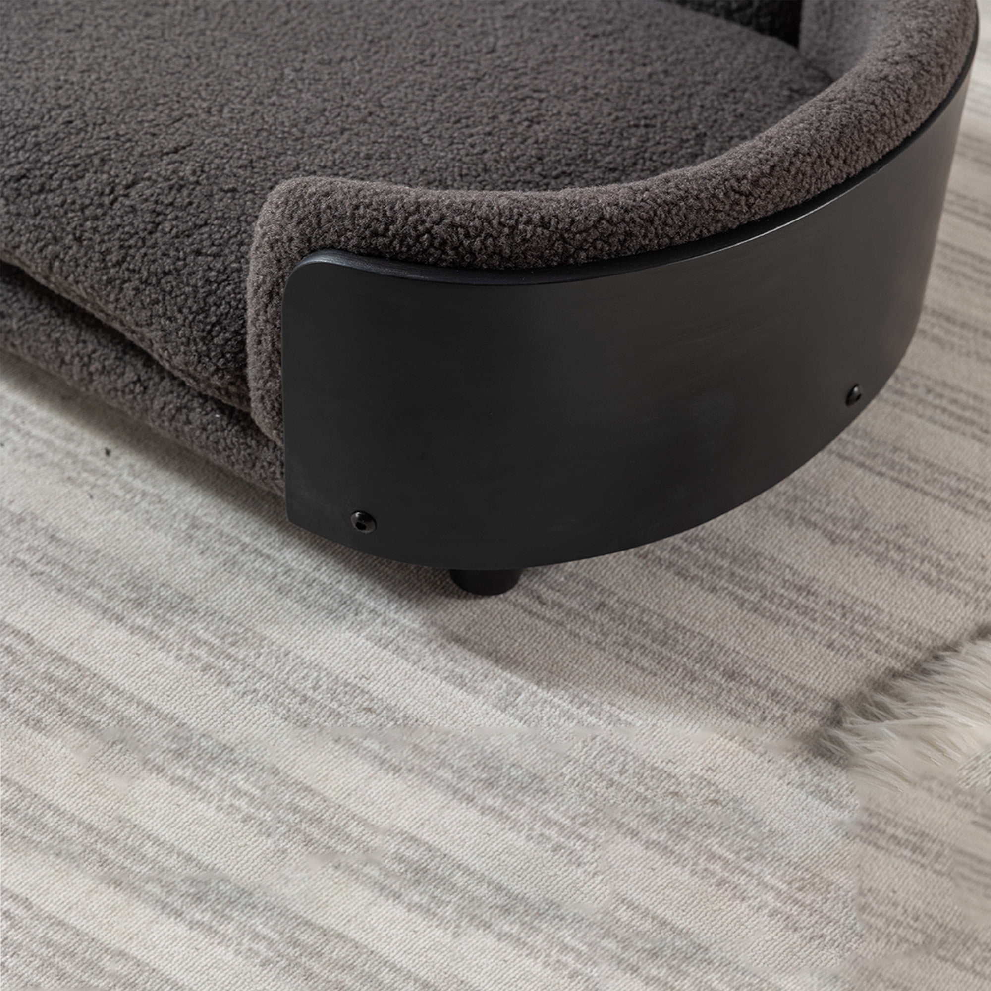 Pefilos 30" Elevated Pet Dog Bed with Solid Wood Legs and Walnut Bent Wood Back, Cashmere Cushion, Pet Sofa for Indoors Dogs, Dark Gray Pefilos 30" Elevated Pet Dog Bed with Solid Wood Legs and Walnut Bent Wood Back, Cashmere Cushion, Pet Sofa for Indoors Dogs, Dark Gray