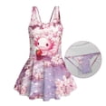 thumbnail image 4 of Uorisanigo Girls Bathing Suits One Piece Cute Axolotl Cherry Blossom Swimsuit Skirted Size 3-4 Modest Summer Vacation Swim Dress, 4 of 6