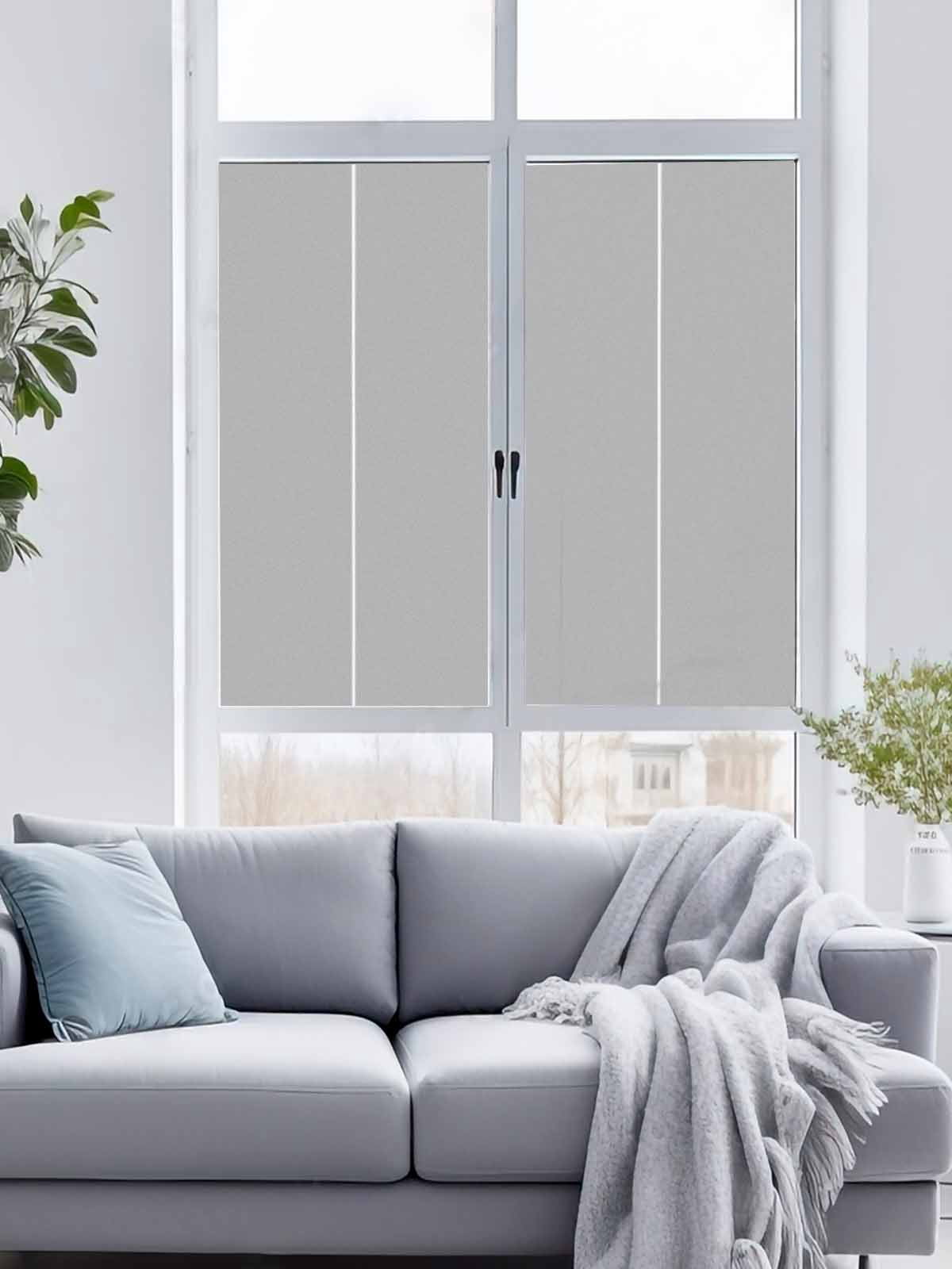 Sun Blocking Glass Window Film, Grey Window Privacy Film Frosted, Farmhouse Solid Gray Color Modern Art Reusable Windows Privacy Sticker for Home Decor, Nursery, 23.6 x 78.7 Inches