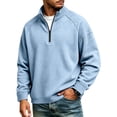 thumbnail image 6 of Quarter Zip Sweatshirt for Men Waffle Knitted Pullover Casual Long Sleeve Lapel Polo Sweatshirts Fall Winter Jackets,XL, 6 of 7