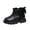 Black, variant on Kids Casual Ankle Boot Round Toe British Faux Leather Slip-On Boots Autumn Winter Booties Non Slip Outsole for Daily School