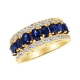 thumbnail image 2 of AFFY Oval Cut Simulated Blue Sapphire & White Cubic Zirconia Band Ring In 10k Yellow Gold Ring Size-7, 2 of 2