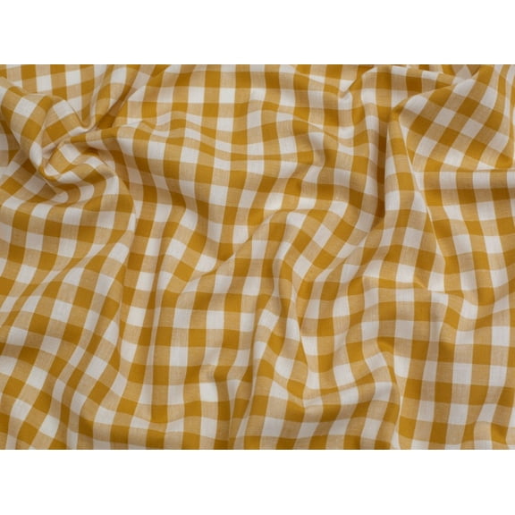 Minerva 3/8 inch Check Vintage Gingham Fabric Mustard - per yard