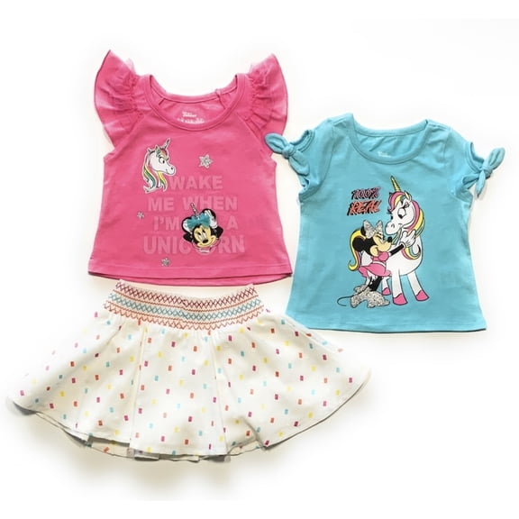Disney Minnie Mouse Toddler Girl's Tees & Skort Outfit 3-Piece Set (Size 4T)