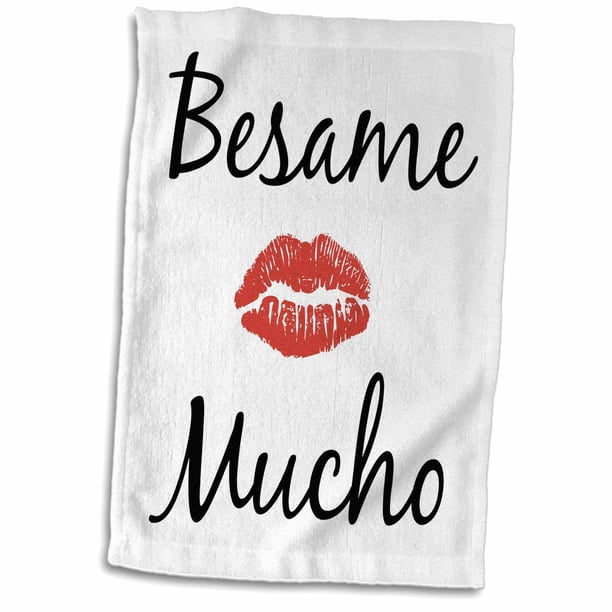 3dRose besame mucho kiss me in Spanish picture of red lips on white