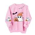 thumbnail image 6 of FAVIPT Halloween Sweatshirts for Women Cute Pumpkin Ghost Print Pullover Long Sleeve Crew Neck Casual Loose Sweatshirt Pink,XXXL, 6 of 6
