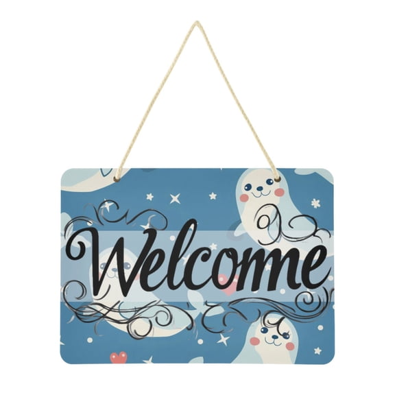Welcome Sign for Front Door Farmhouse Wall Porch Fall Home Outside Indoor Christmas Decor 14"x10" PVC Seal Star Dot Heart