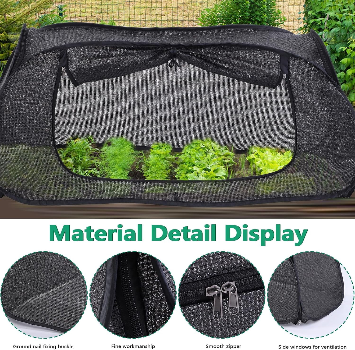 Garden Cover for Raised Flower Beds, Garden Covers with Roll-up Zipper Door, Plant Covers for Raised Garden Bed, Freeze Protection Greenhouse Cover for Protecting Seedlings Fruits Vegetable Rows