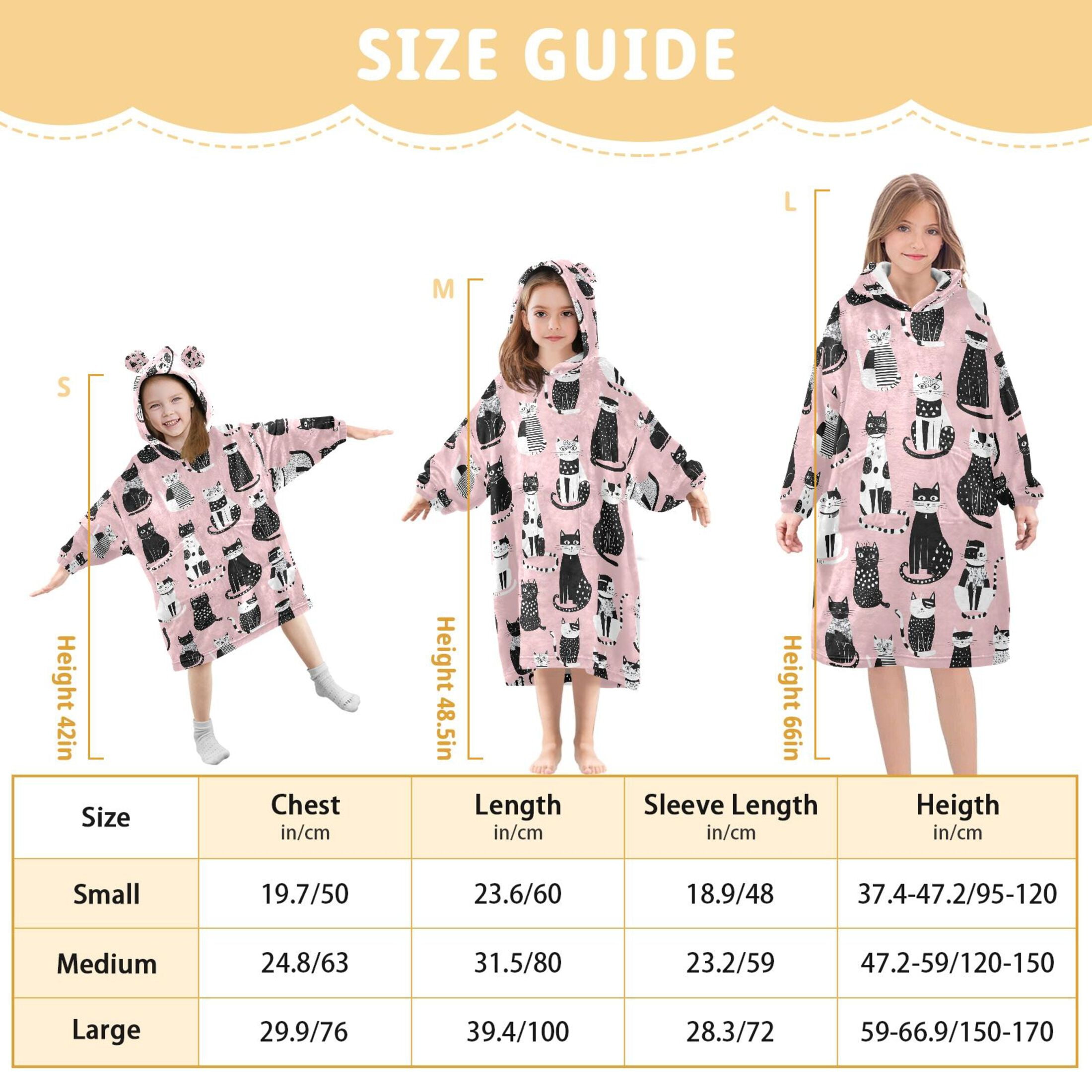 joogoo Blanket Hoodie for Cat Geometry Art Oversize Sweatshirt 3-14 YR L