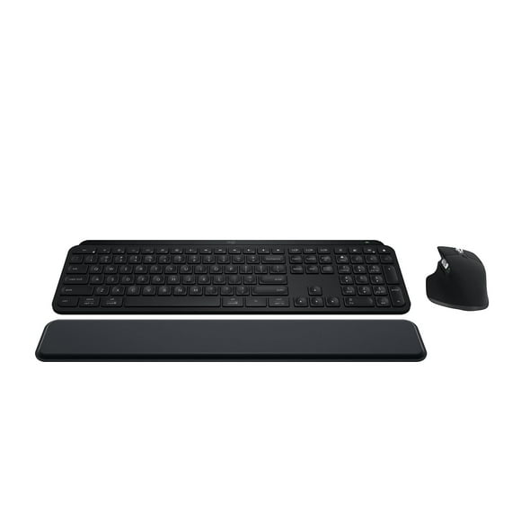 Logitech MX Keys S Combo - Performance Wireless Keyboard and Mouse with Palm Rest (Renewed), Black