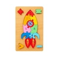 thumbnail image 1 of Number Puzzle Puzzles Color Shape Sorting Toy Developmental Puzzle Wooden Animal Rocket, 1 of 9