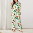 thumbnail image 2 of JUNZAN Floral Vintage Print Womens Pajama Sets,Long Sleeve Button Down for Women Pjs 2 piece, 2 of 7