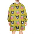 thumbnail image 2 of Yellow Boston Terrier and Flower Wearable Oversized Blanket,Wearable Blanket Hoodie for Adults,Cozy Hooded Blankets with Super Pockets,Super Warm Fuzzy Pullover for Women & Men, 2 of 6