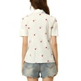 thumbnail image 3 of INSPIRE CHIC Women's Short Sleeve Blouse Collared Embroidery Flower Button Up Shirt White L, 3 of 5