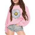 thumbnail image 2 of LIIPEE Girls Sweatshirts Cartoon Flower Printed Long Sleeve Round Neck Pullover Tops Leisure Festival Sweatshirts,Pink,3-4 Years, 2 of 3