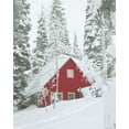 thumbnail image 2 of Straatsma, Leah 12x14 Gold Ornate Wood Framed with Double Matting Museum Art Print Titled - Red Winter Cabin, 2 of 4