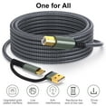 thumbnail image 2 of USB Type C Printer Cable Braided Male to USB B Extender Cord Wire 480Mbps Data Transfer and Connection Devices Black, 2 of 8