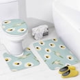 thumbnail image 4 of Cute Bee And Flower Pattern Shower Curtain Sets Non-Slip Rugs Bath Mat Toilet Cover U Shaped Mat 4 Pcs, 4 of 8