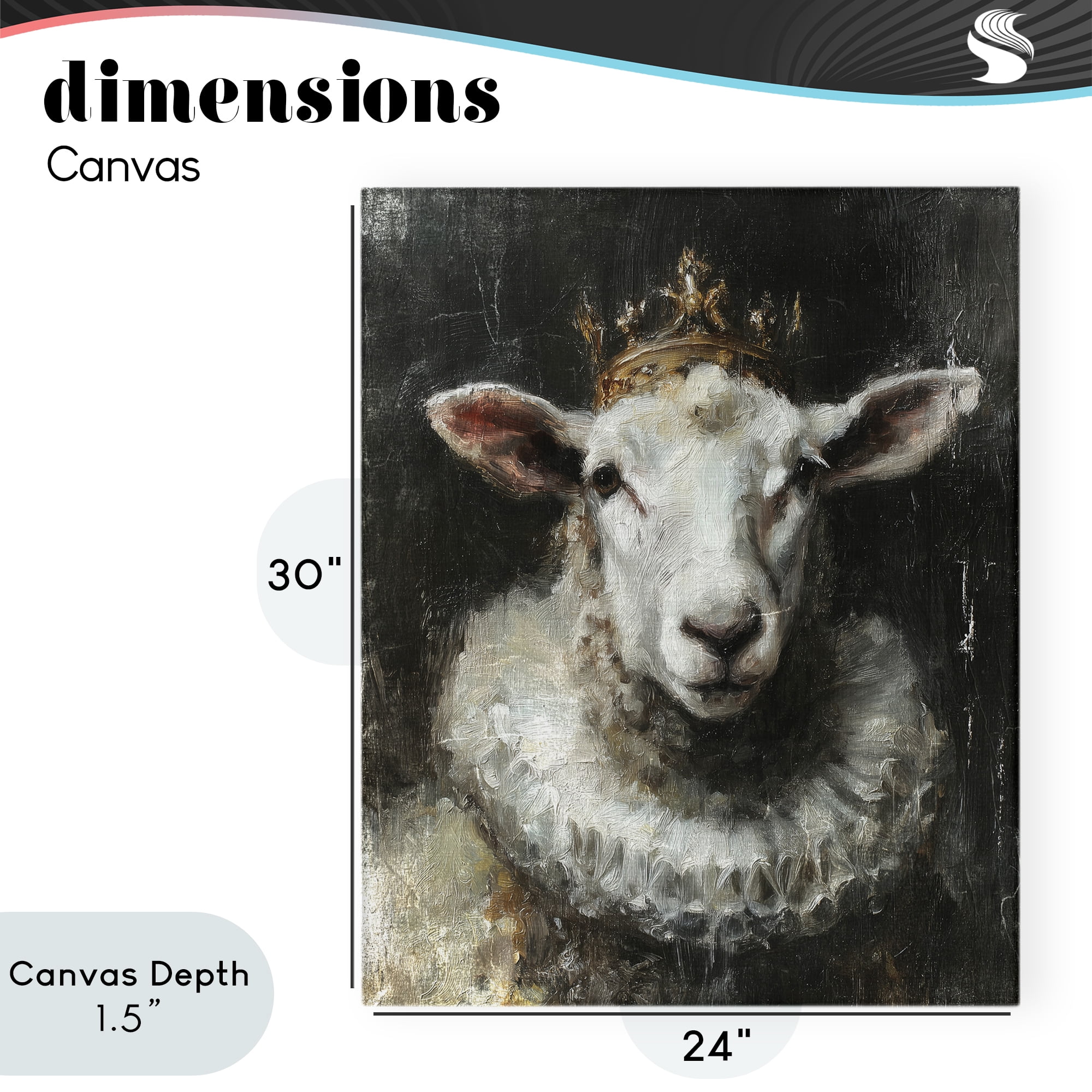 Stupell Industries Crowned Sheep Portrait Canvas Wall Art, design by Svetlana Aleynikova