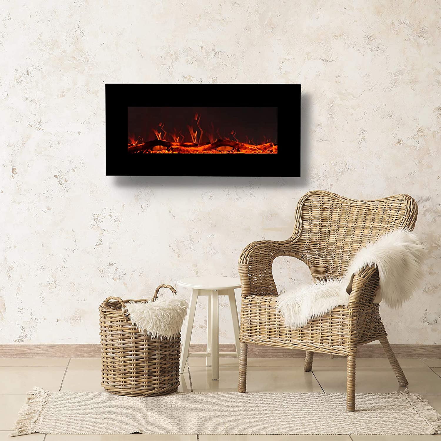 Wall Mounted Electric Fireplace, 106cm Wide Flat Screen, Freestanding or  Hanging Portable Room Heater with Remote | Walmart Canada
